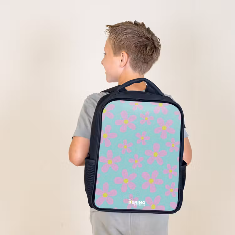 Kids backpack - Black - Daisy mania mint — 2
