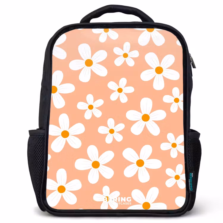 Kids backpack - Black - Daisy mania peach — 1