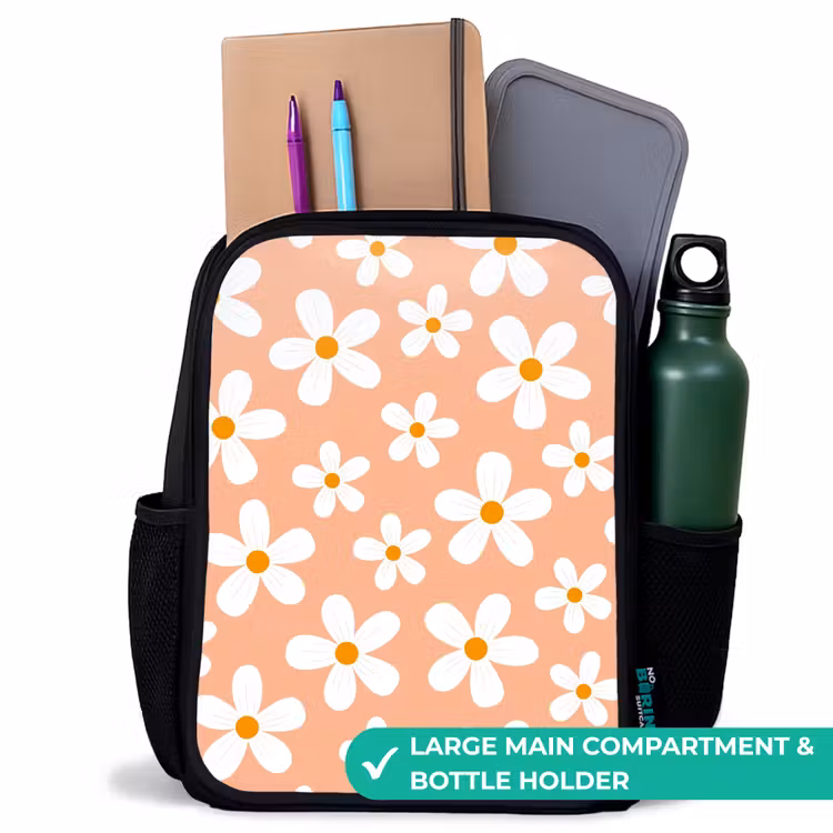 Kids backpack - Black - Daisy mania peach — 10