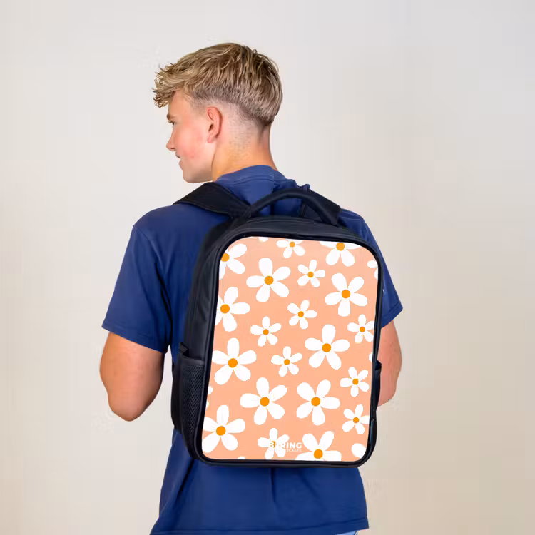 Kids backpack - Black - Daisy mania peach — 5