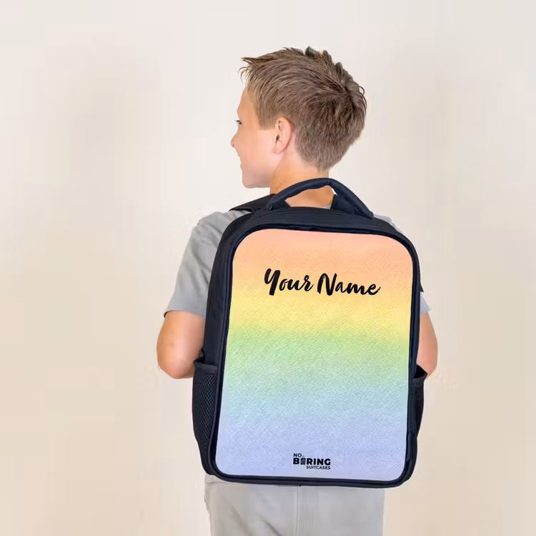 Kids backpack - Black - Pastel rainbow of chalk — 2