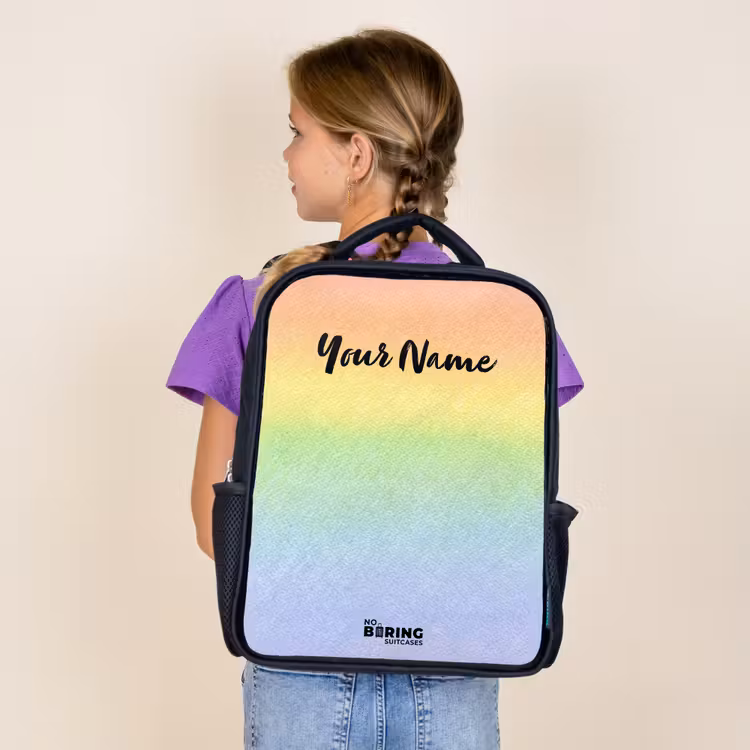 Kids backpack - Black - Pastel rainbow of chalk — 4