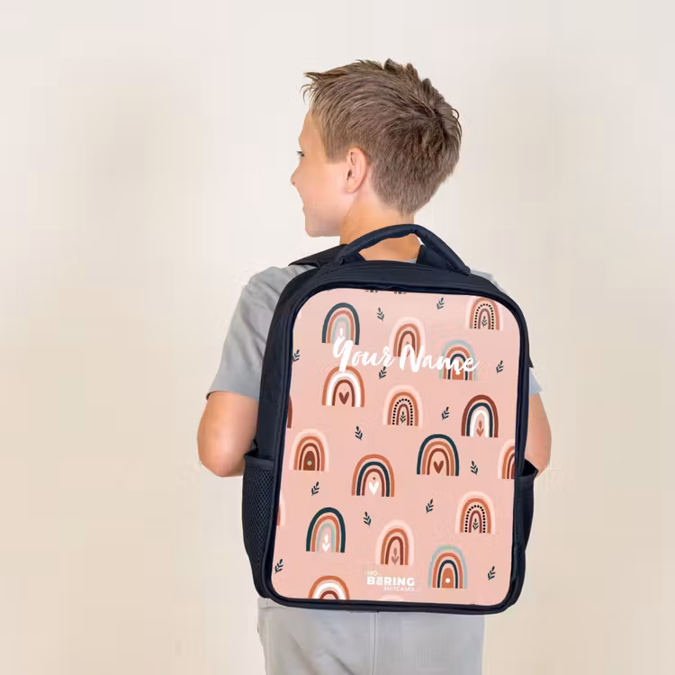 Kids backpack - Black - Pink rainbows pattern — 2