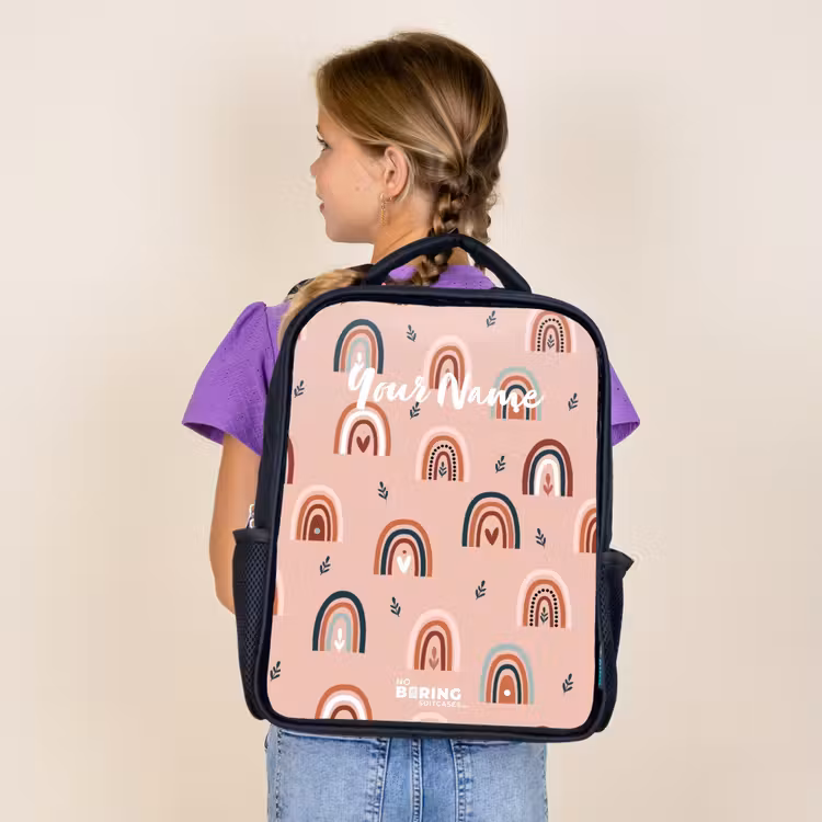 Kids backpack - Black - Pink rainbows pattern — 4