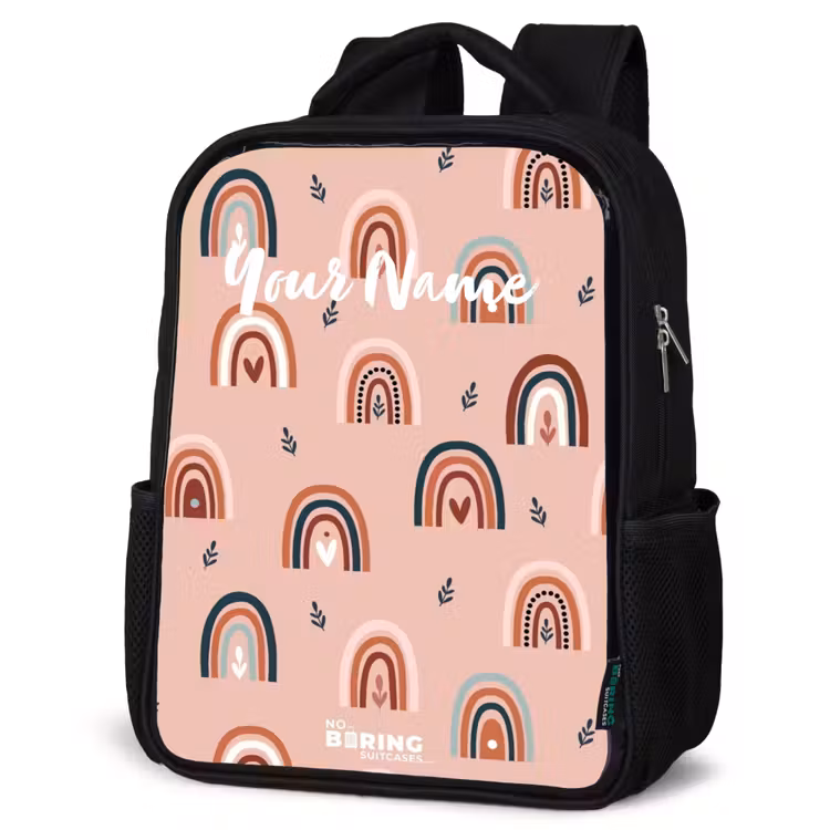 Kids backpack - Black - Pink rainbows pattern — 6