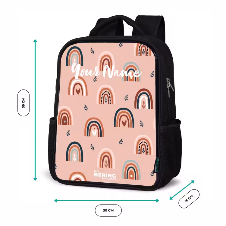 Kids backpack - Black - Pink rainbows pattern — 8