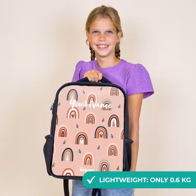 Kids backpack - Black - Pink rainbows pattern — 9