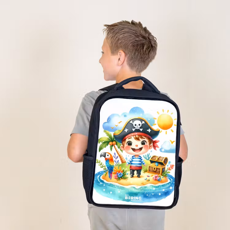 Kids backpack - Black - Pirate on an island — 2