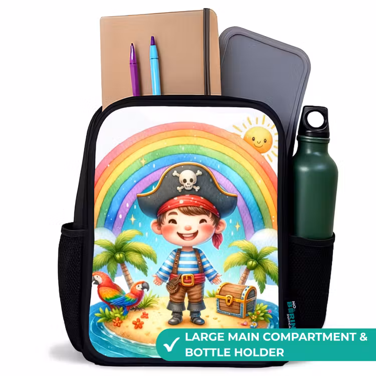 Kids backpack - Black - Pirate on an island with treasure — 10
