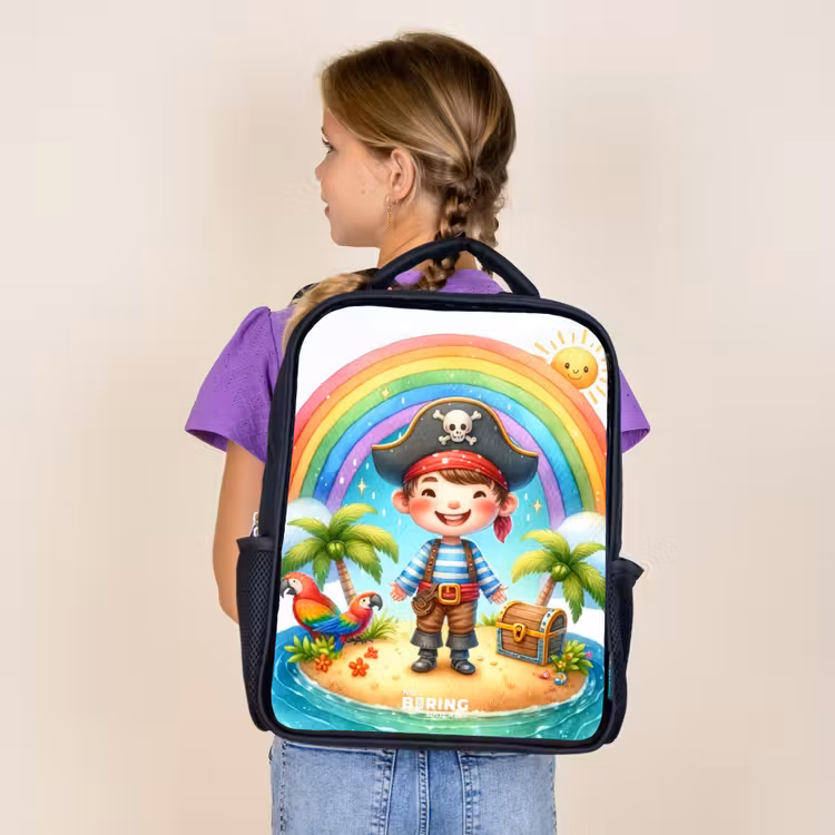 Kids backpack - Black - Pirate on an island with treasure — 4