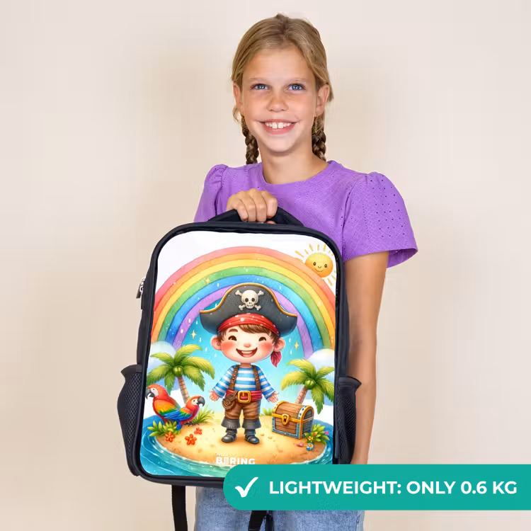 Kids backpack - Black - Pirate on an island with treasure — 9