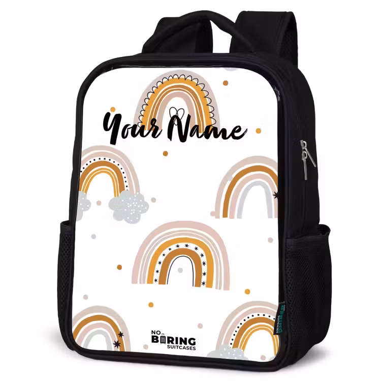 Kids backpack - Black - Rainbows pattern in soft colors — 6