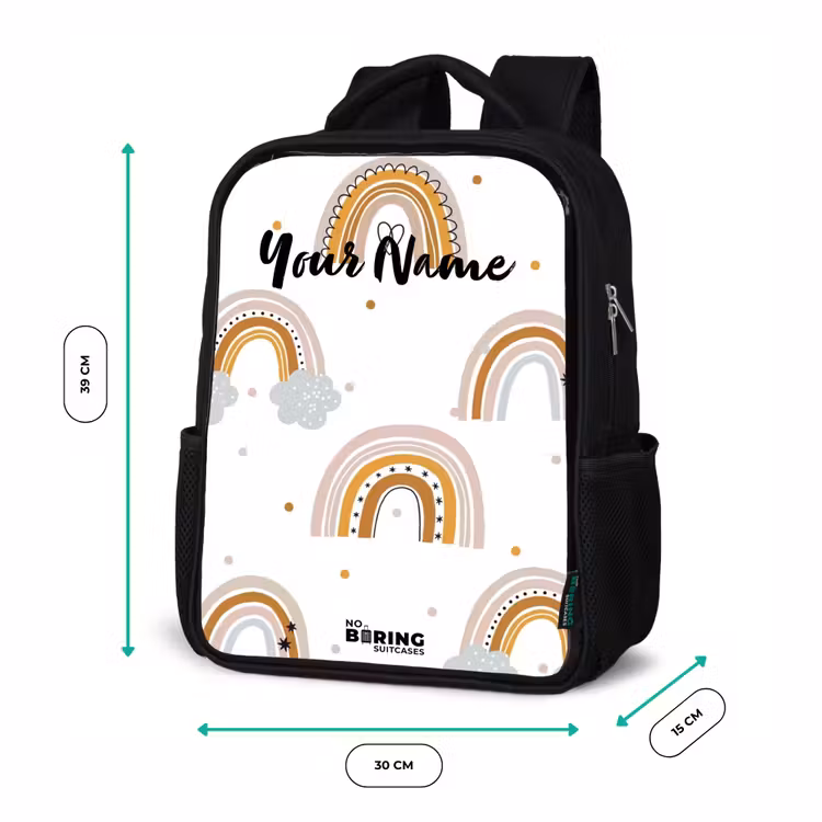 Kids backpack - Black - Rainbows pattern in soft colors — 8