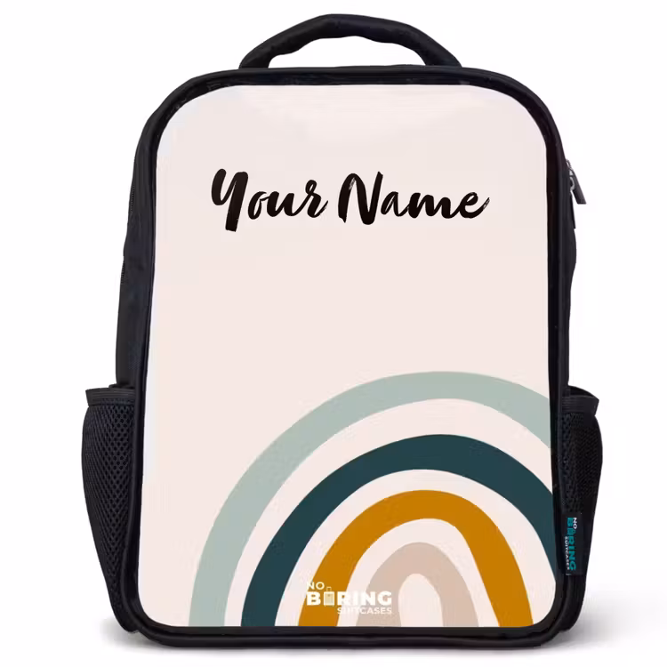 Kids backpack - Black - Raw rainbow aqua — 1