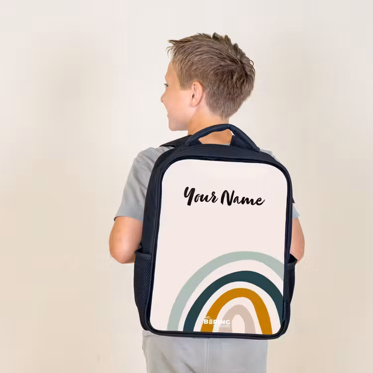 Kids backpack - Black - Raw rainbow aqua — 2
