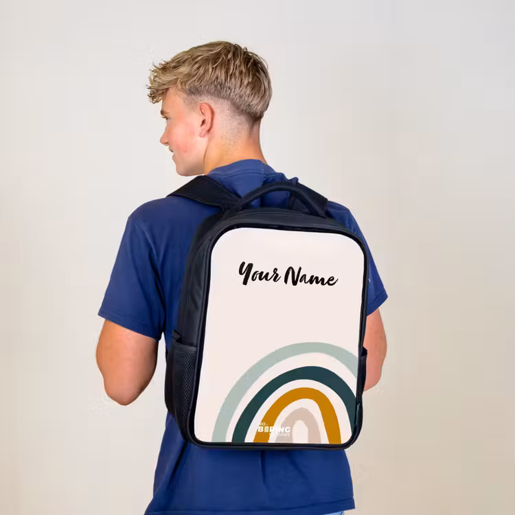 Kids backpack - Black - Raw rainbow aqua — 5