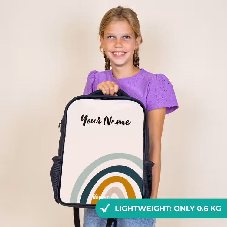 Kids backpack - Black - Raw rainbow aqua — 9