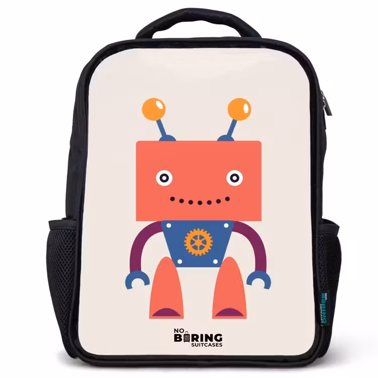 Kids backpack - Black - Red robot with square head — 1