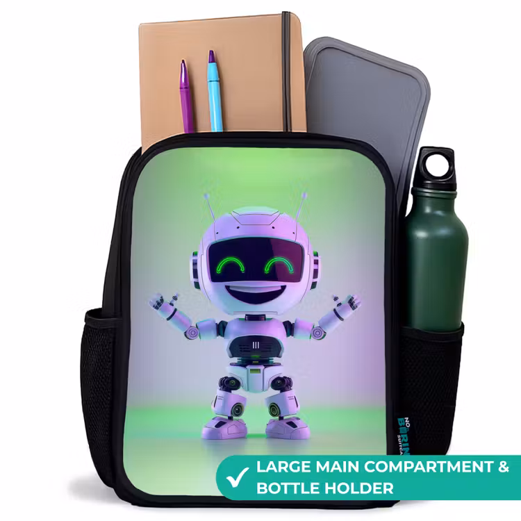 Kids backpack - Black - Robot with purple and green light — 10