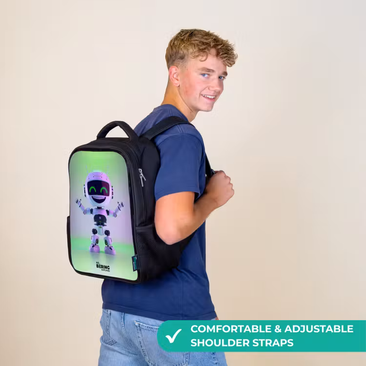 Kids backpack - Black - Robot with purple and green light — 11
