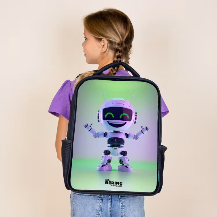 Kids backpack - Black - Robot with purple and green light — 4