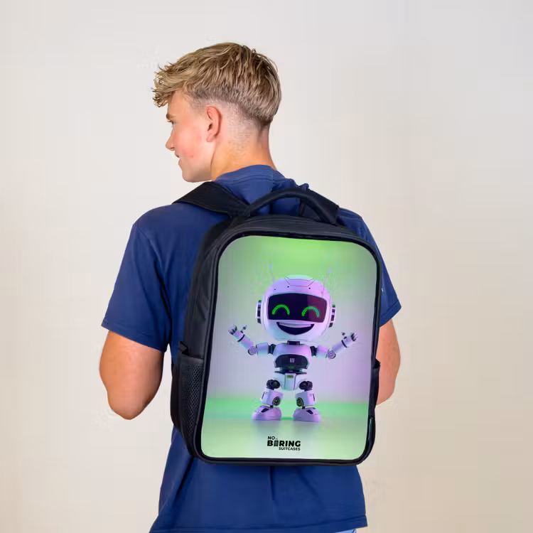 Kids backpack - Black - Robot with purple and green light — 5