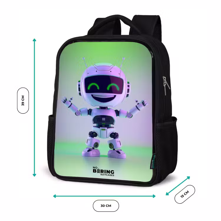 Kids backpack - Black - Robot with purple and green light — 8