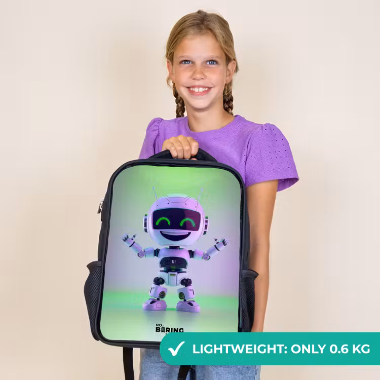 Kids backpack - Black - Robot with purple and green light — 9