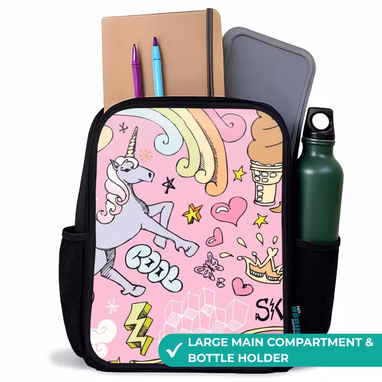 Kids backpack - Black - Unicorn doodles — 10