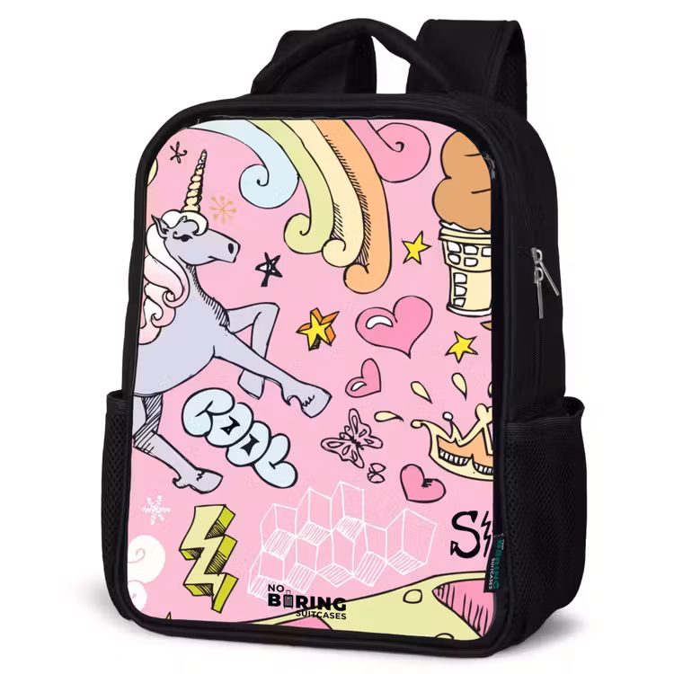 Kids backpack - Black - Unicorn doodles — 6
