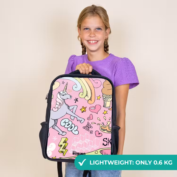 Kids backpack - Black - Unicorn doodles — 9