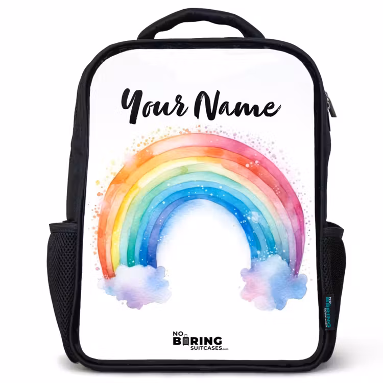 Kids backpack - Black - Watercolor rainbow — 1