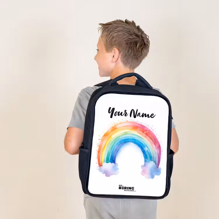 Kids backpack - Black - Watercolor rainbow — 2