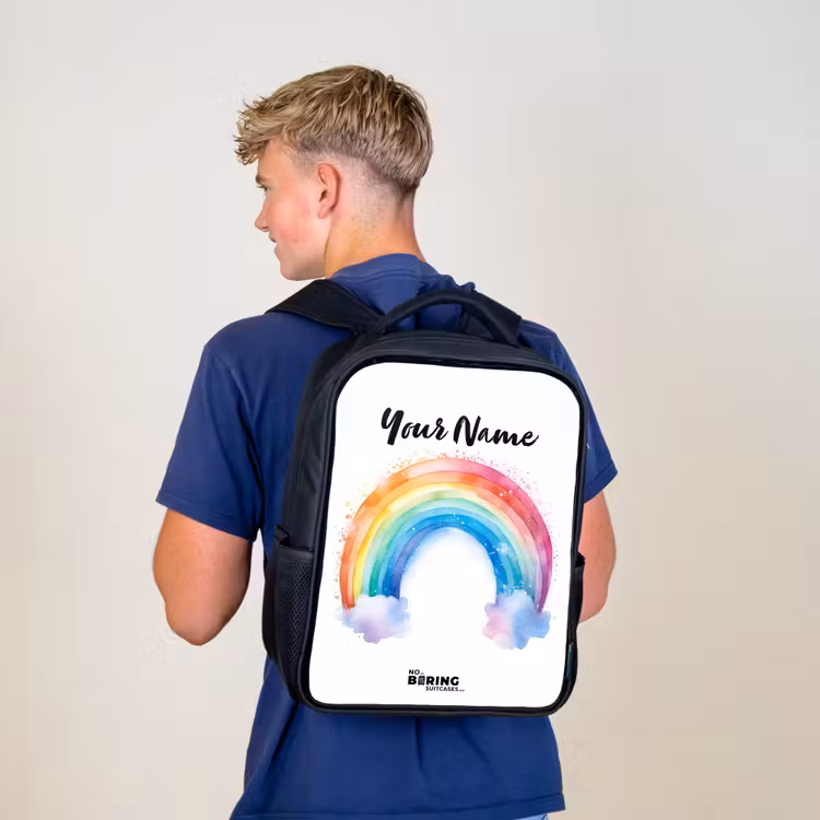 Kids backpack - Black - Watercolor rainbow — 5