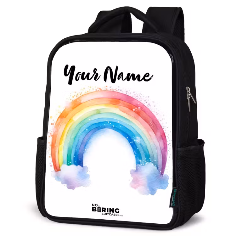 Kids backpack - Black - Watercolor rainbow — 6