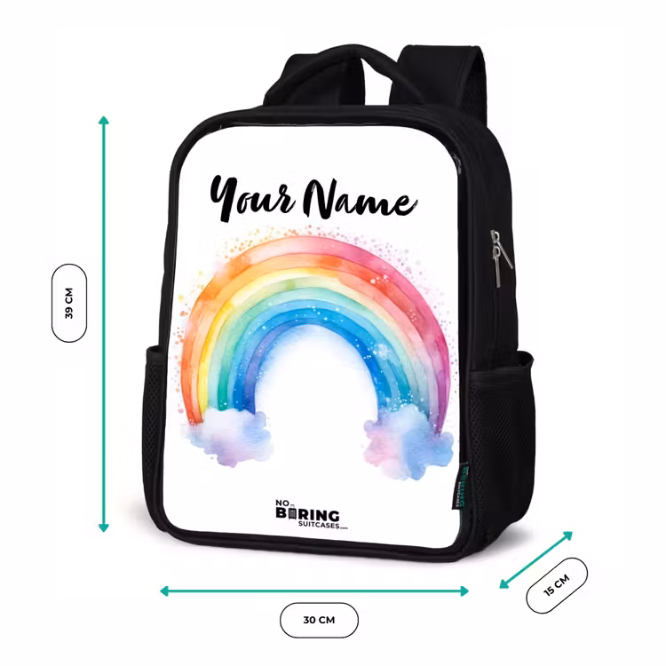 Kids backpack - Black - Watercolor rainbow — 8