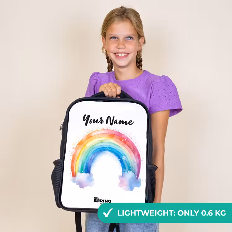 Kids backpack - Black - Watercolor rainbow — 9