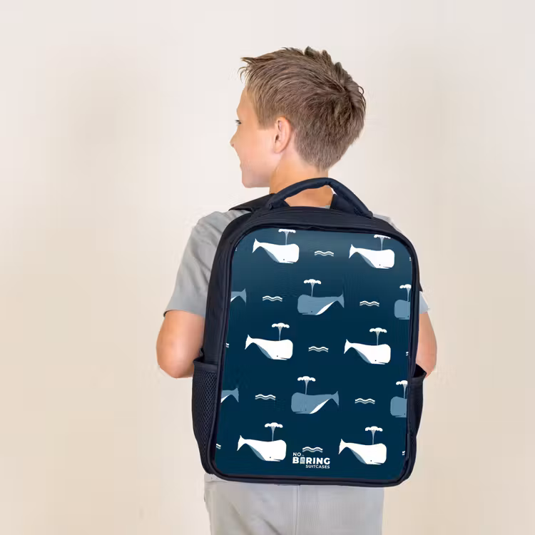 Kids backpack - Black - Whale World — 2