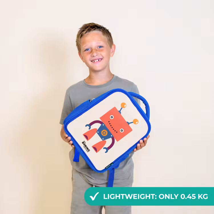 Kids backpack - Blue - Red robot with square head — 3