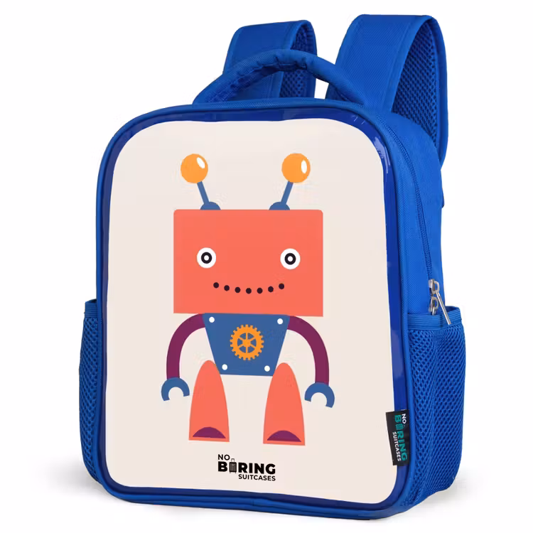 Kids backpack - Blue - Red robot with square head — 7