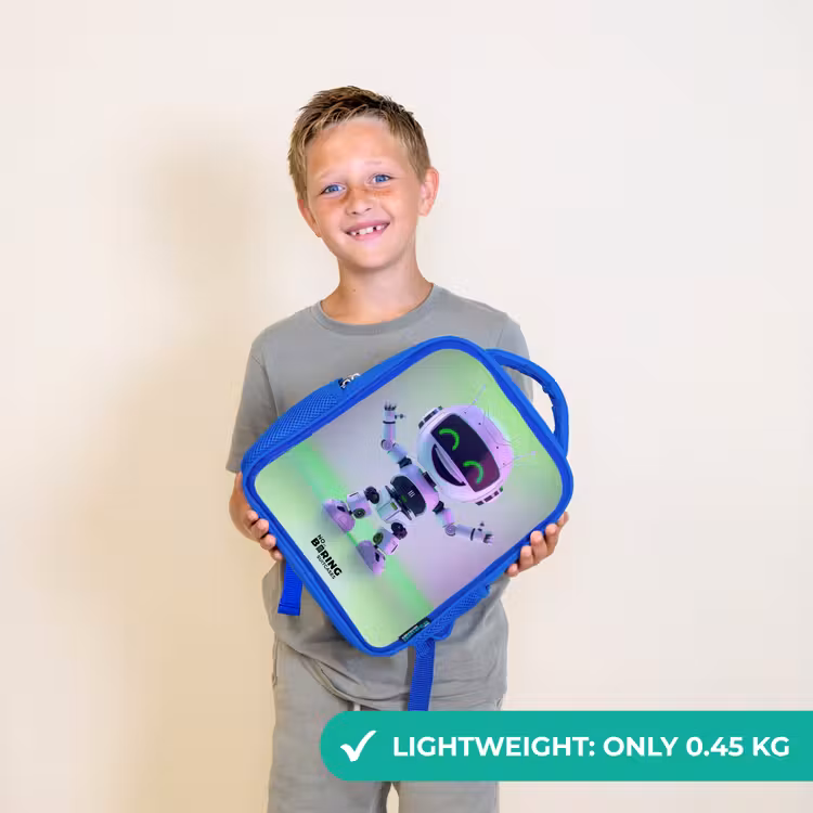 Kids backpack - Blue - Robot with purple and green light — 3