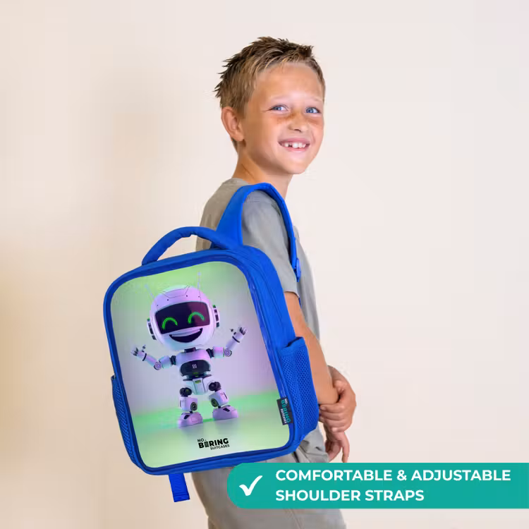 Kids backpack - Blue - Robot with purple and green light — 4