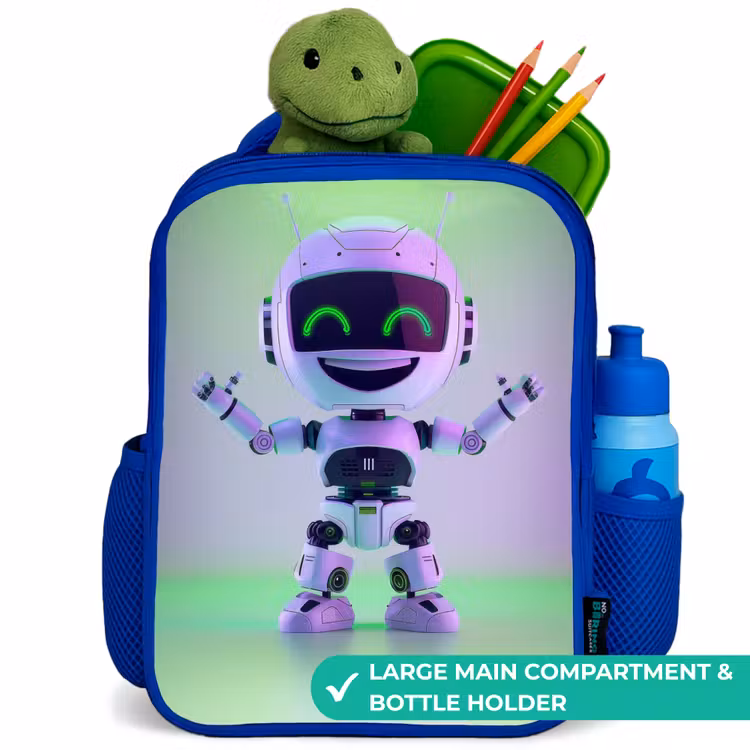 Kids backpack - Blue - Robot with purple and green light — 5