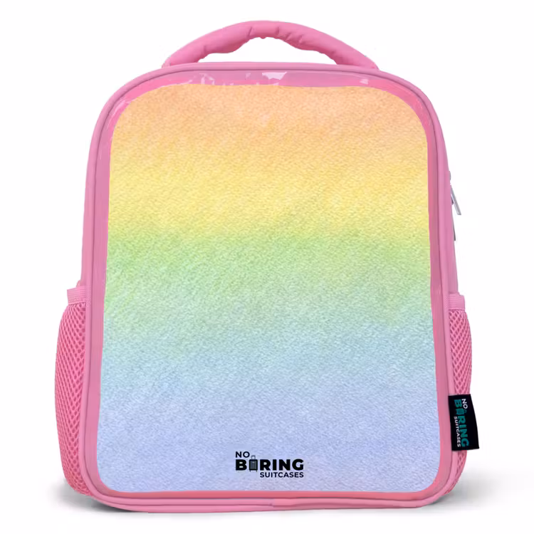 Kids backpack - Pink - Pastel rainbow of chalk — 1