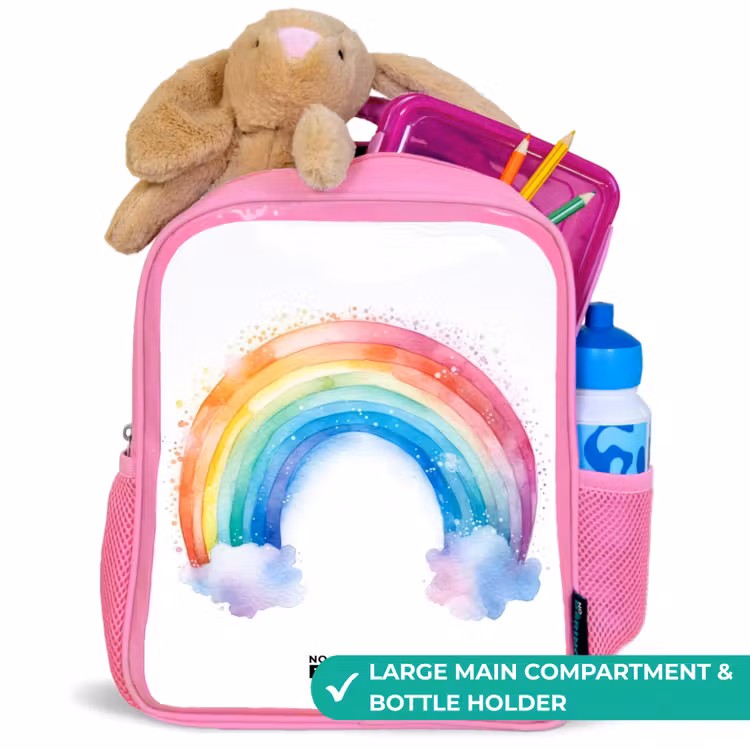 Kids backpack - Pink - Watercolor rainbow — 2
