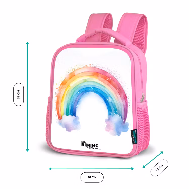 Kids backpack - Pink - Watercolor rainbow — 3