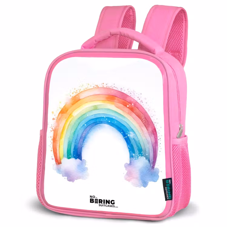 Kids backpack - Pink - Watercolor rainbow — 4