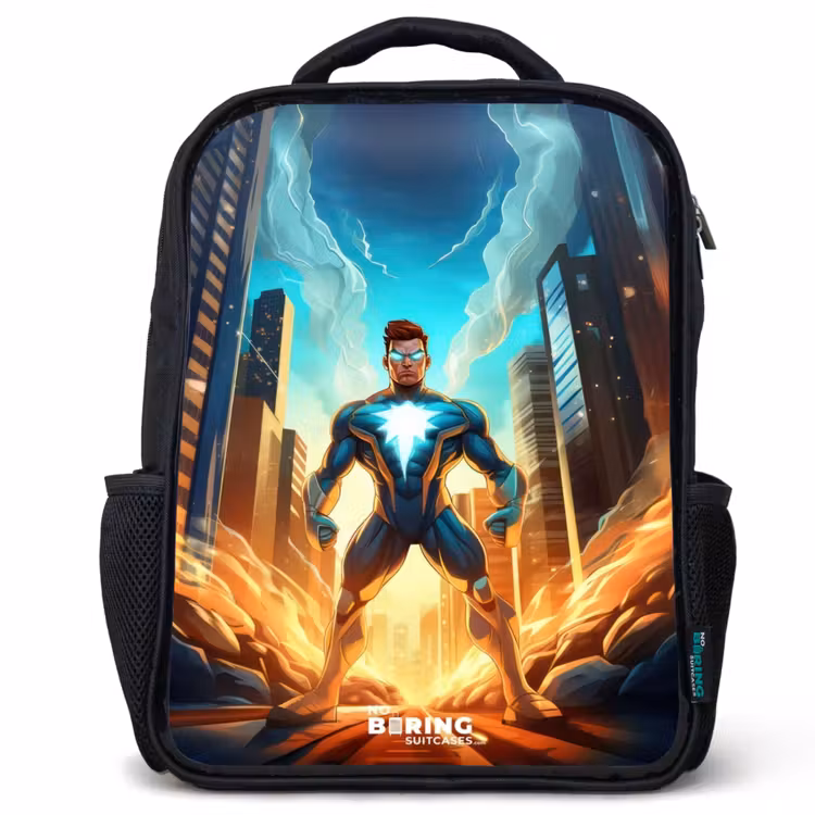 Kids backpack - Black - City superhero — 1