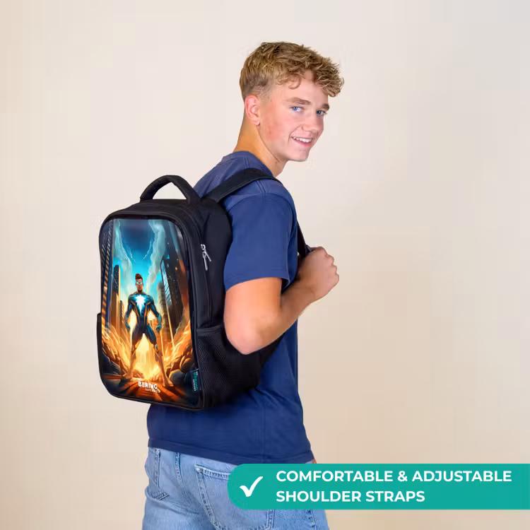 Kids backpack - Black - City superhero — 11