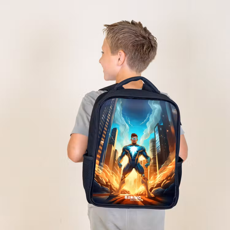 Kids backpack - Black - City superhero — 2